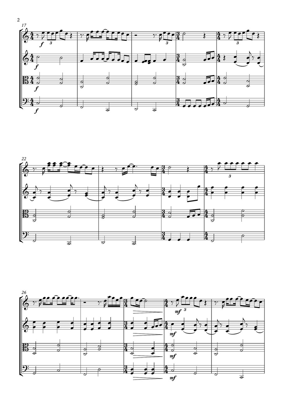 How Long Will I Love You String Quartet scores gallery preview page 2