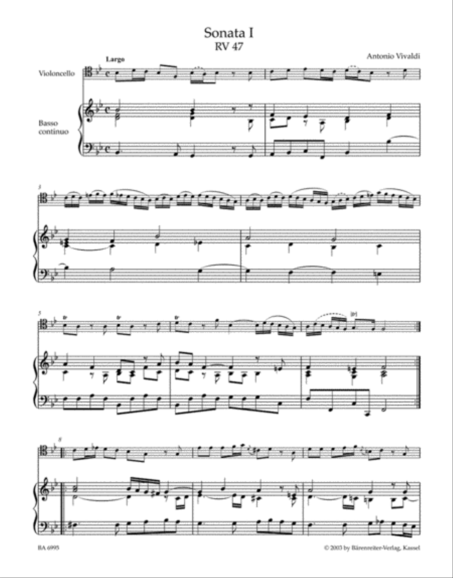 Samtliche Sonaten for Violoncello and Basso continuo RV 39-47 Cello Solo scores gallery preview page 2