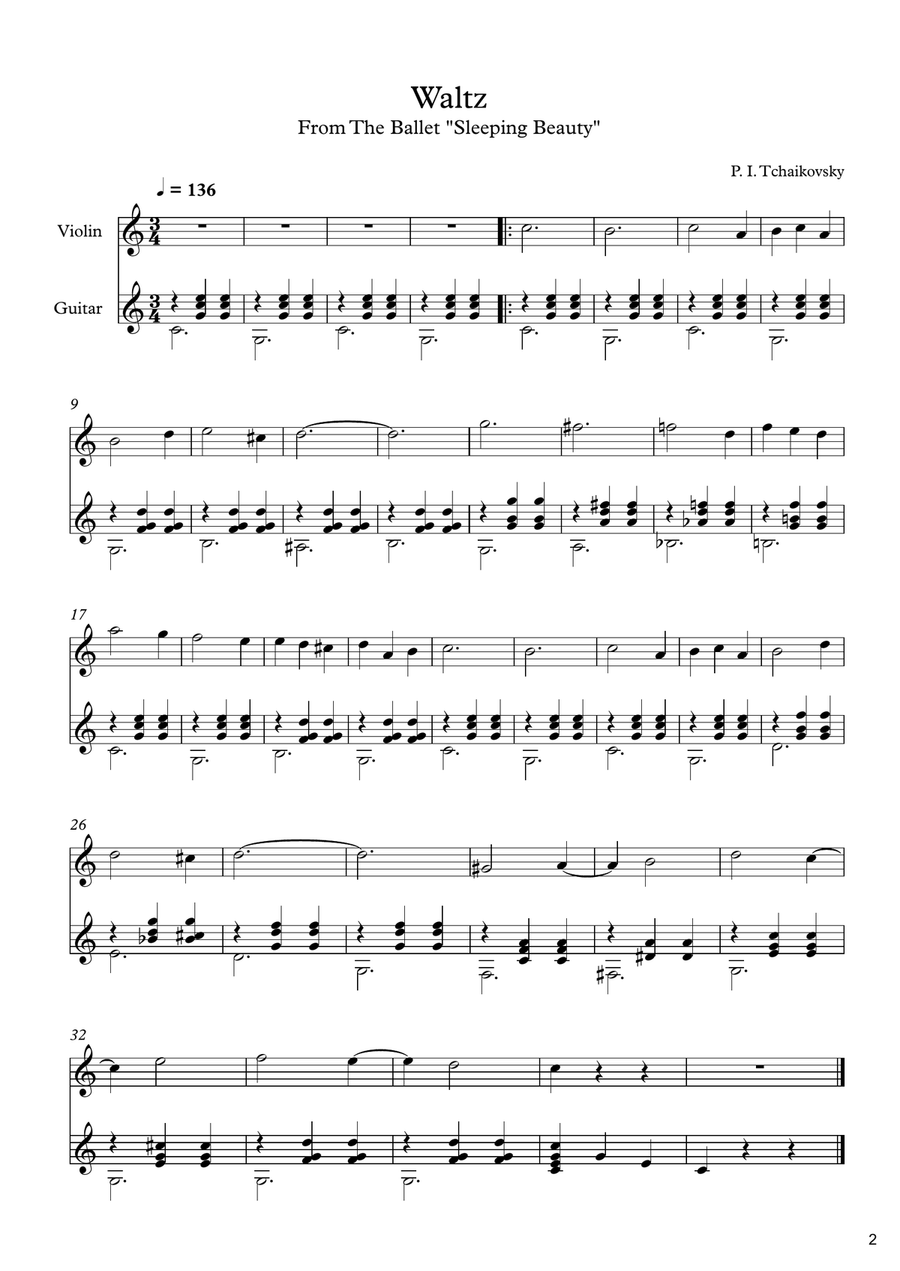 10 Easy Classical Pieces For Violin & Guitar Vol. 2 String Duet scores gallery preview page 3
