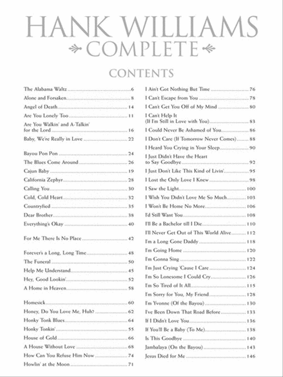Hank Williams Complete Piano, Vocal, Guitar scores gallery preview page 2