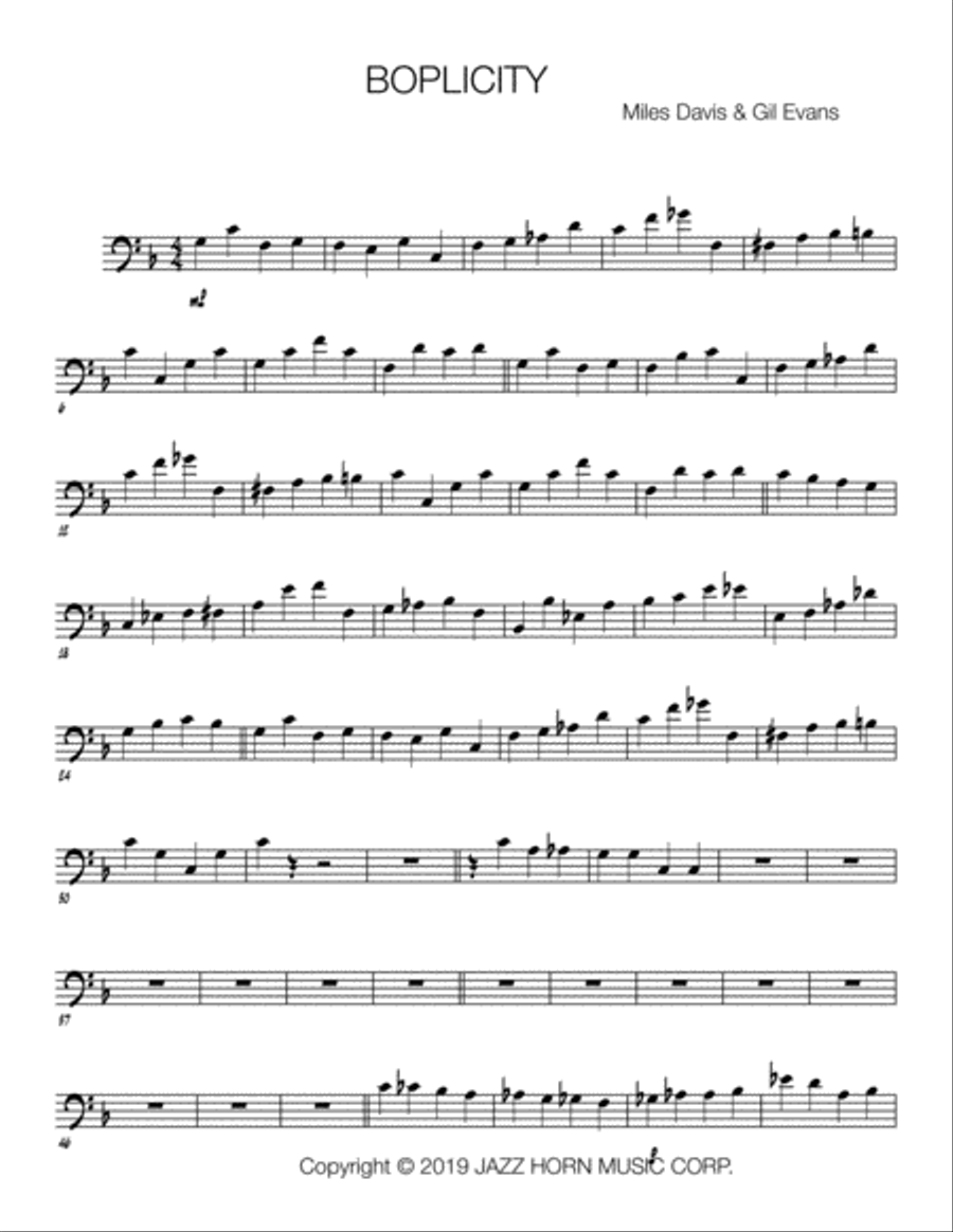Boplicity (be Bop Lives) Boplicity (be Bop Lives) Double Bass scores gallery preview page 1