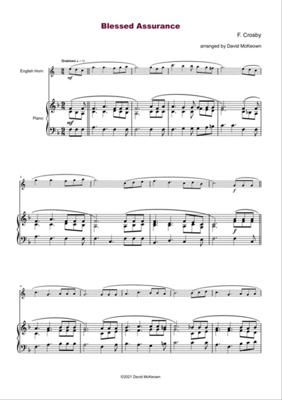 Blessed Assurance, Gospel Hymn for English Horn and Piano English Horn scores gallery preview page 2