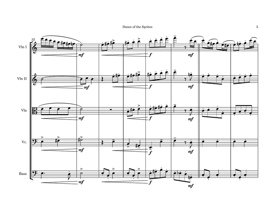 Dance of the Sprites Dance of the Sprites String Quintet scores gallery preview page 5