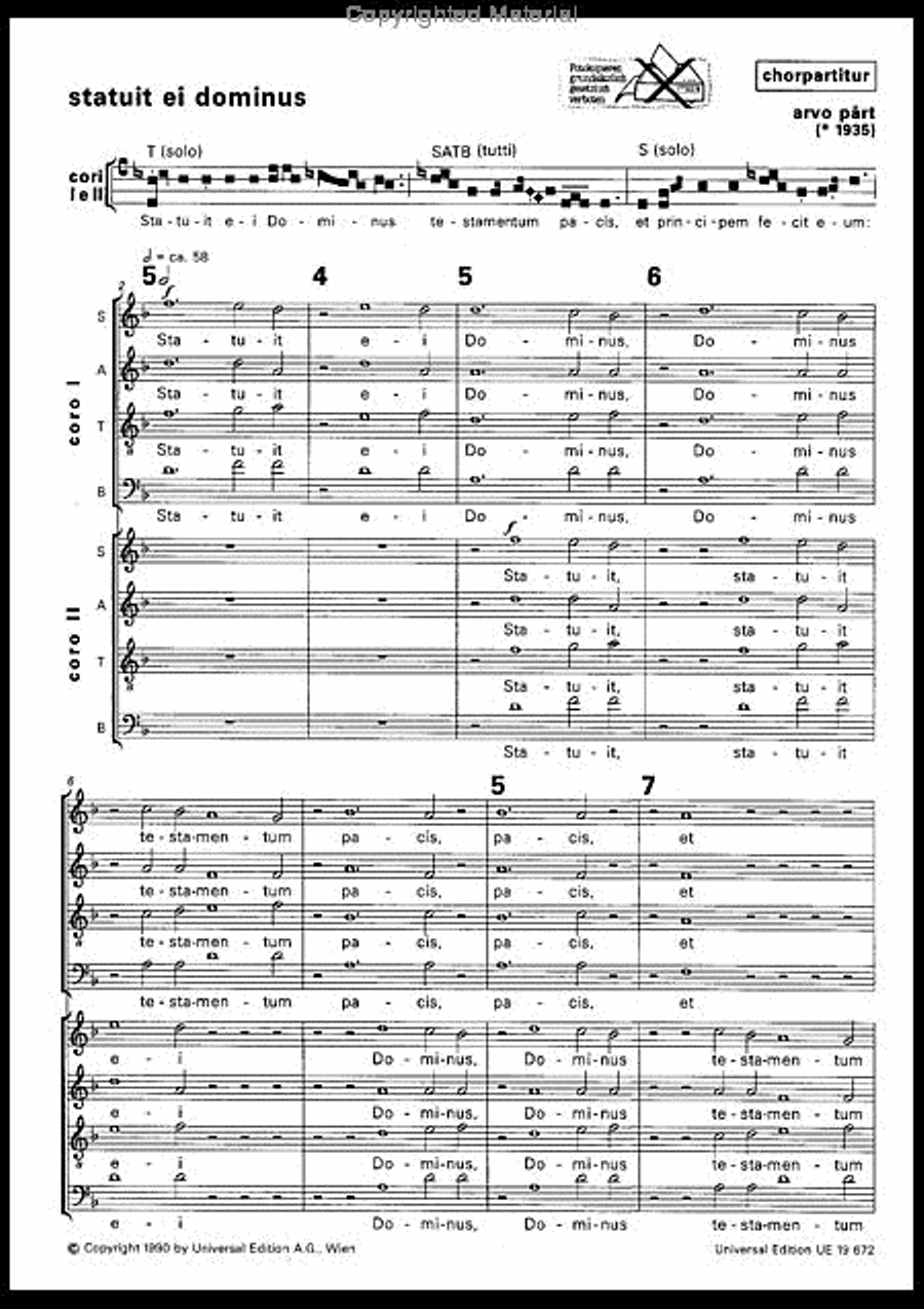 Statuit Ei Dominus, SATB/2 Org 4-Part scores gallery preview page 2