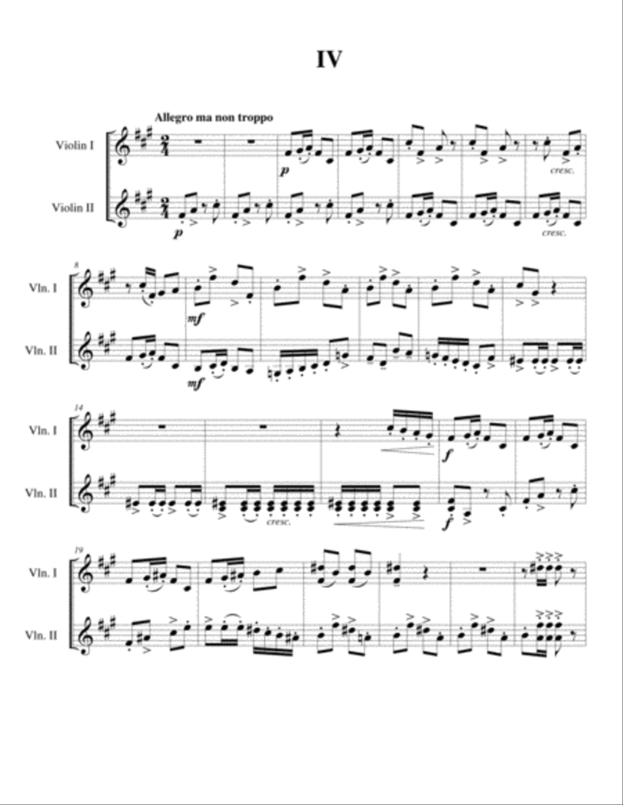 Sonata for Two Violins in F# minor, Op 4 Mvmt 4 Violin scores gallery preview page 1