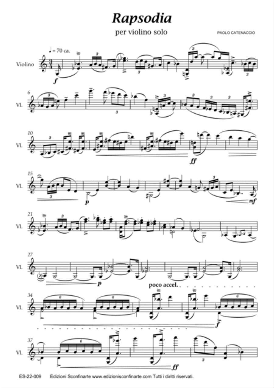Paolo Catenaccio: RAPSODIA (ES-22-009) Violin Solo scores gallery preview page 4