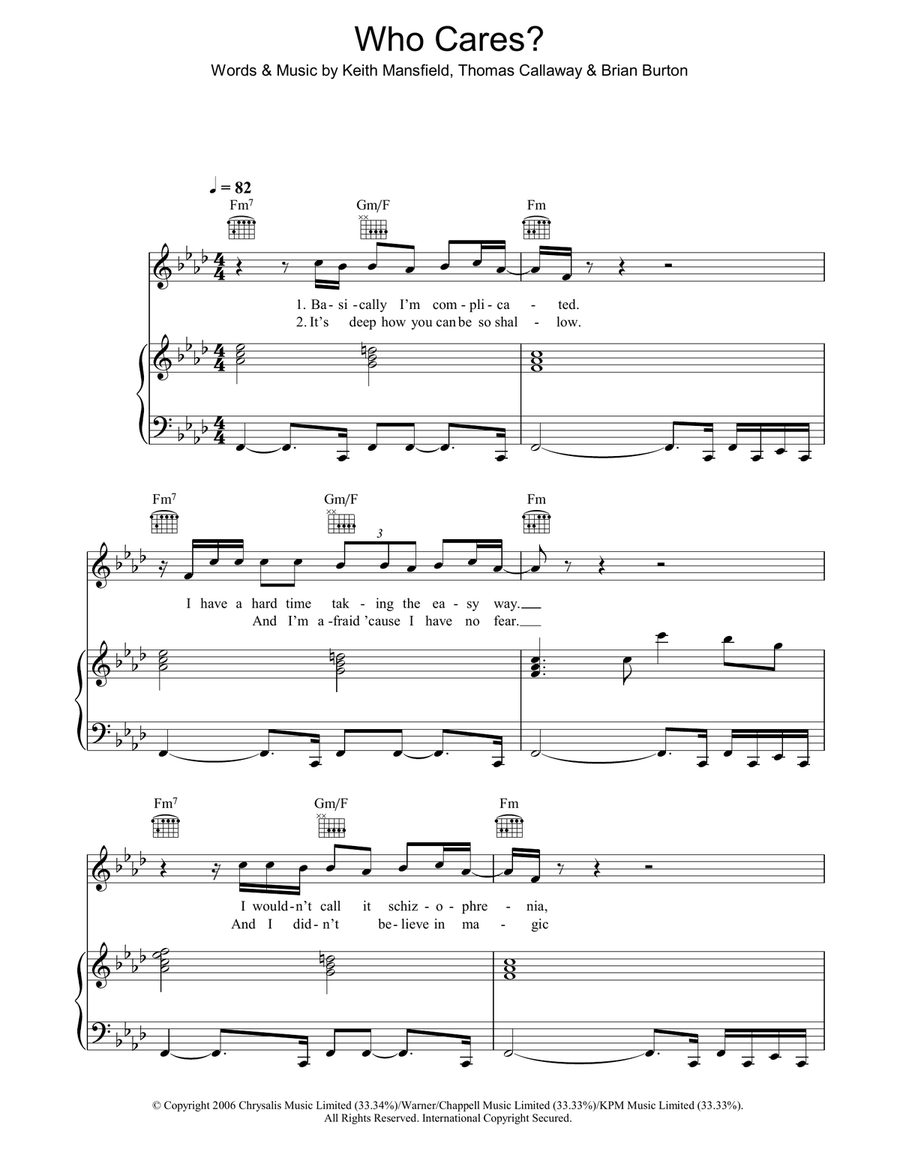 Who Cares? Acoustic Guitar scores gallery preview page 1