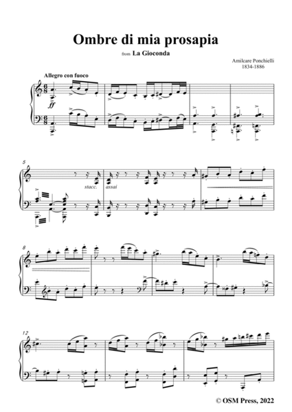 Ponchielli-Ombre di mia prosapia,from 'La Gioconda,Op.9',for Voice and Piano