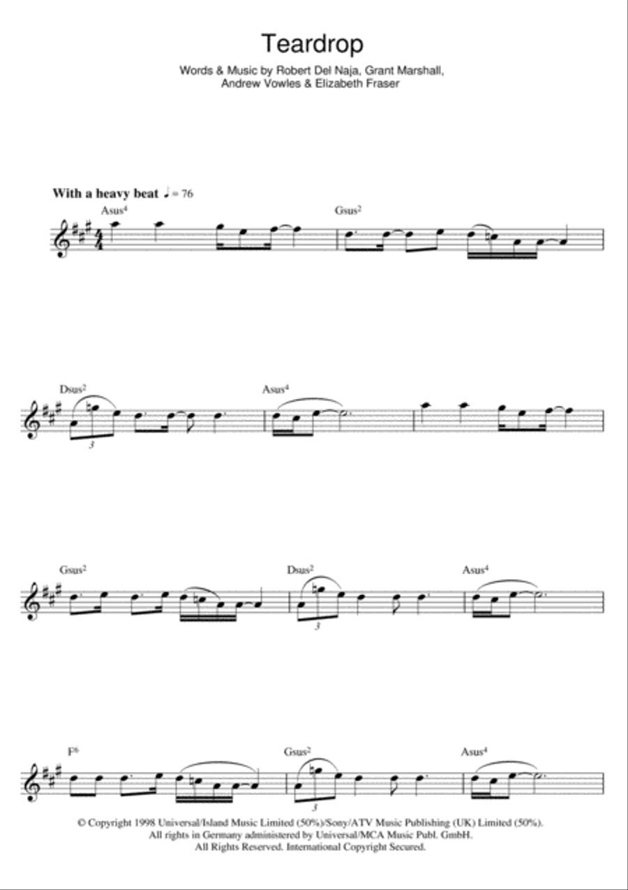 Teardrop Teardrop Flute Solo scores gallery preview page 1