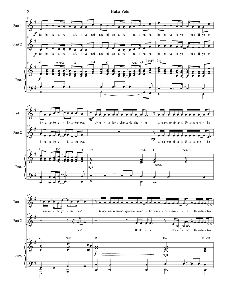 Baba Yetu 2-Part scores gallery preview page 2