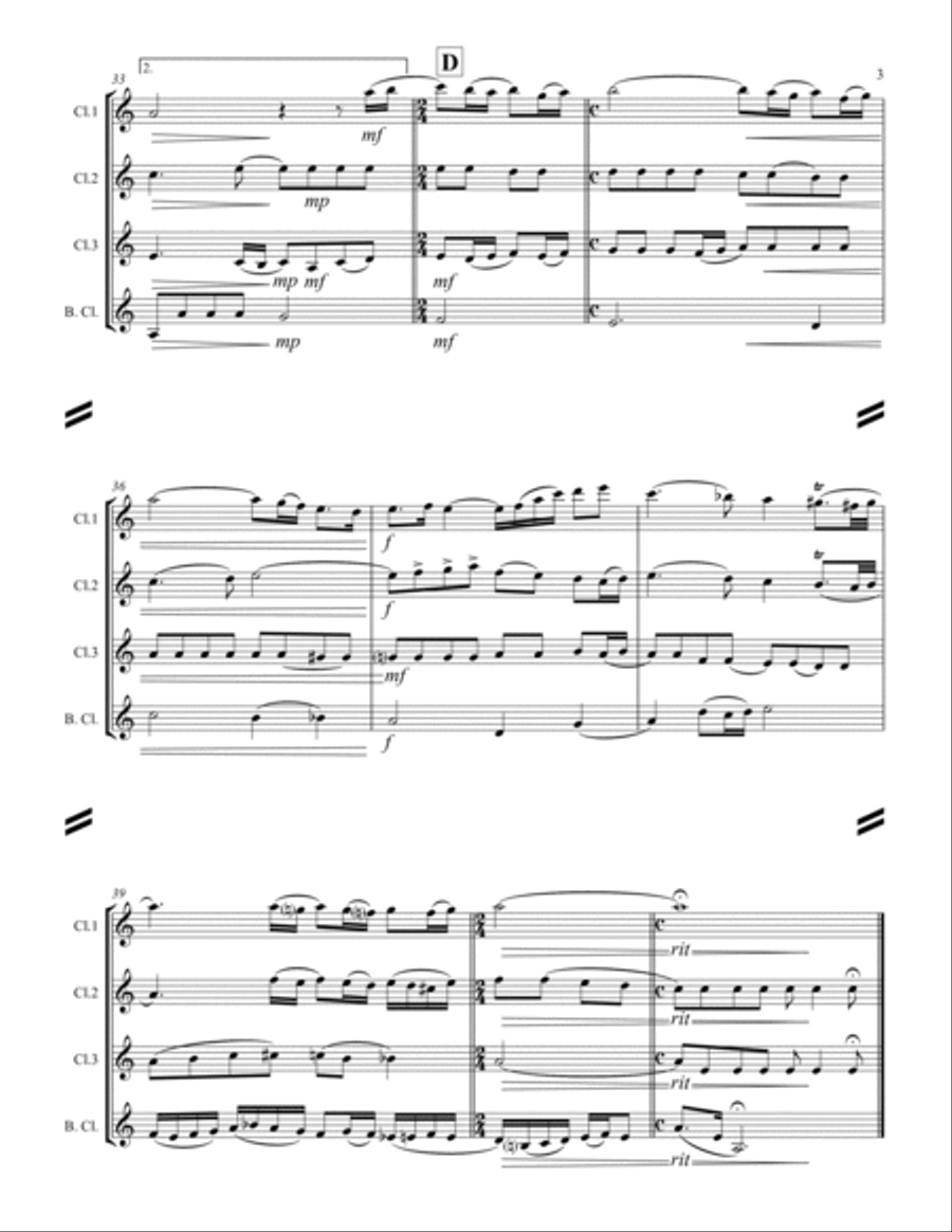 Rachmaninoff - Vocalise Op. 34 No.14 (for Clarinet Quartet) Clarinet Quartet scores gallery preview page 4