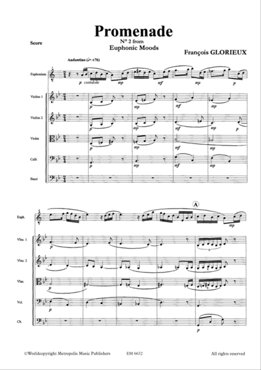 Promenade for Solo Euphonium and String Orchestra String Orchestra scores gallery preview page 2