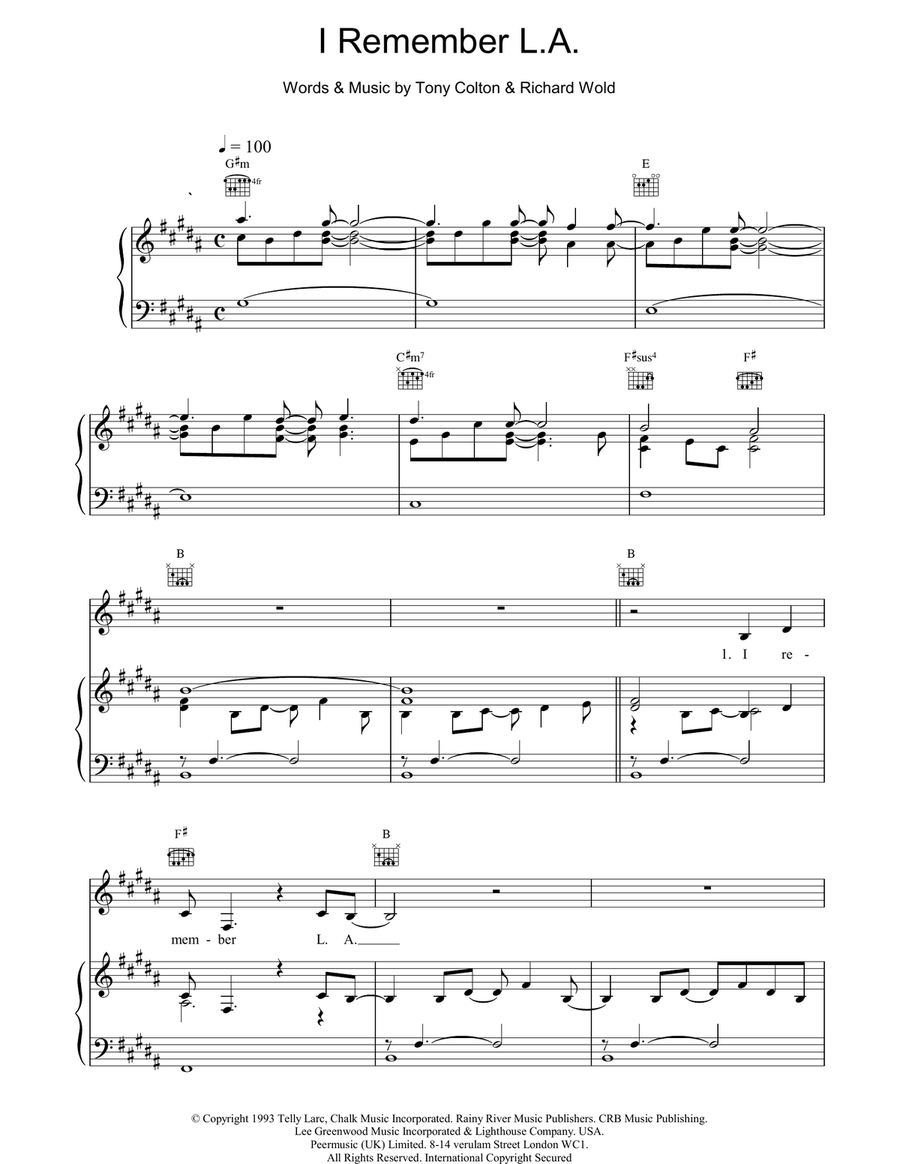 I Remember L.A. Acoustic Guitar scores gallery preview page 1