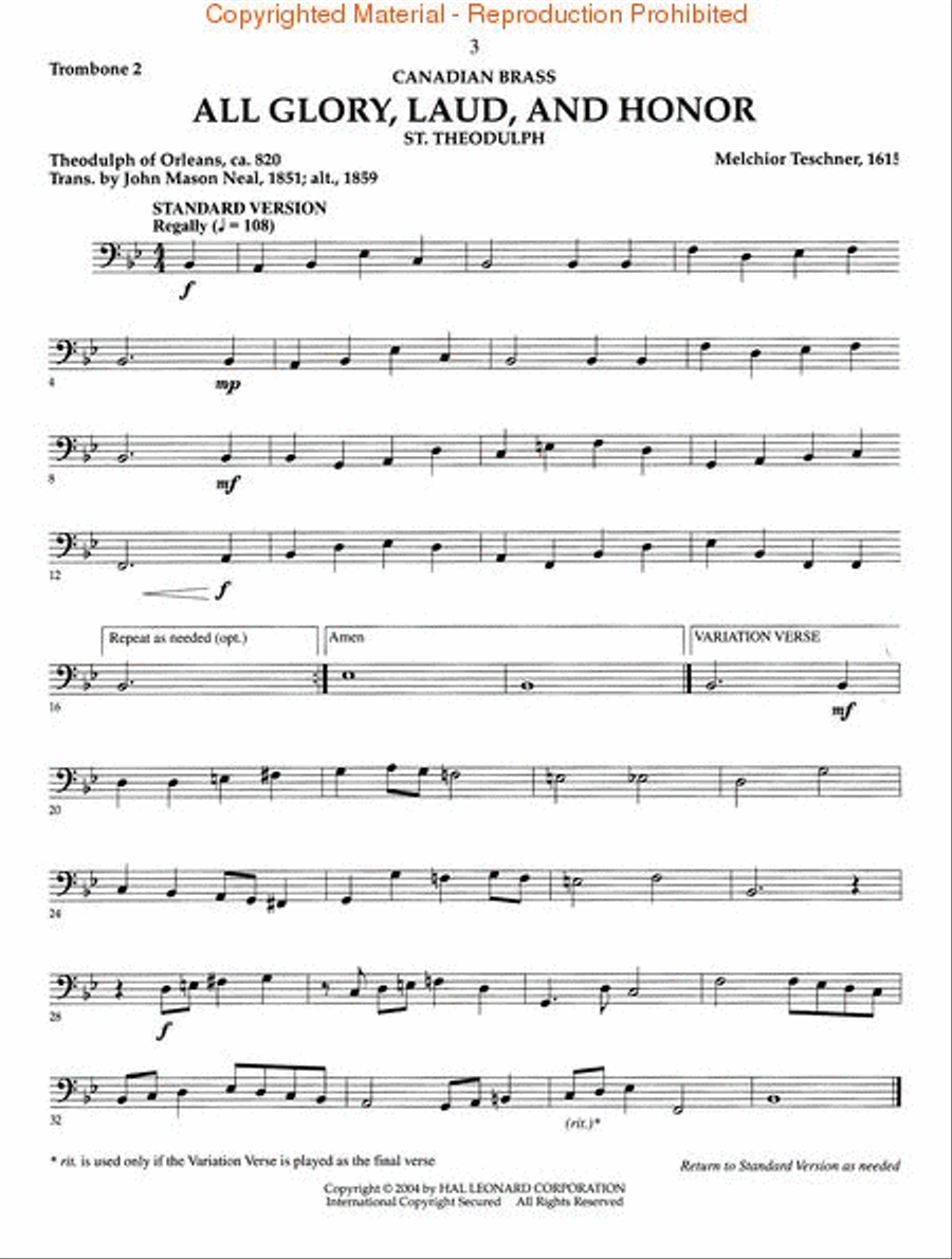 The Canadian Brass – 15 Favorite Hymns – Trombone 2 Brass Quintet scores gallery preview page 3