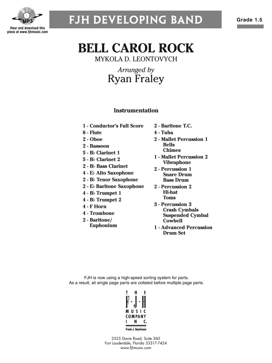 Bell Carol Rock: Score Concert Band scores gallery preview page 1