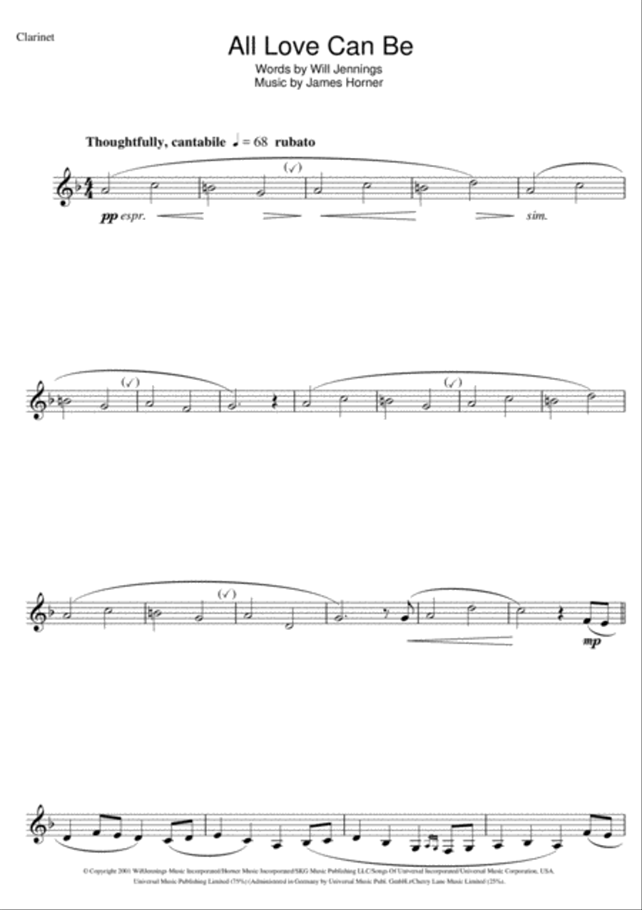 All Love Can Be (from A Beautiful Mind) Clarinet Solo scores gallery preview page 1