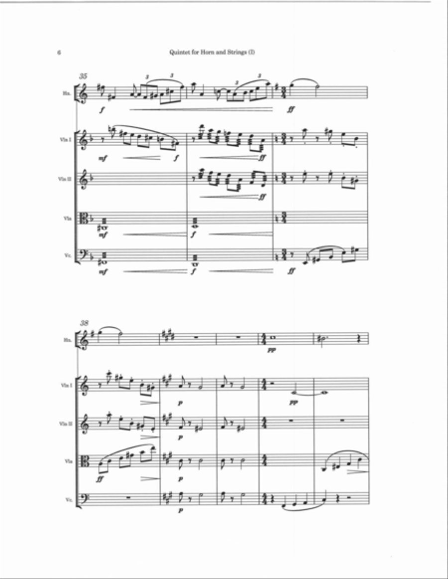 Quintet for Horn and Strings Chamber Orchestra Digital Sheet