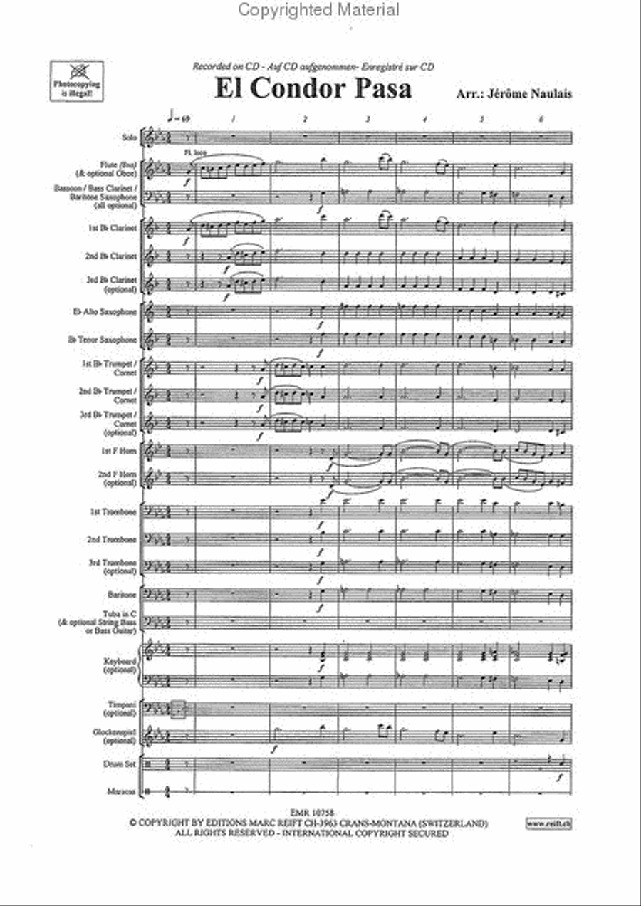 El Condor Pasa El Condor Pasa Concert Band scores gallery preview page 3