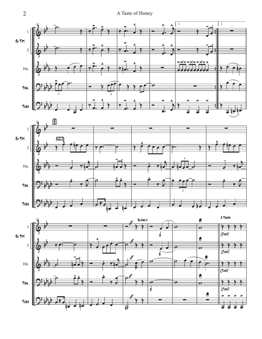 A Taste Of Honey Brass Ensemble scores gallery preview page 2
