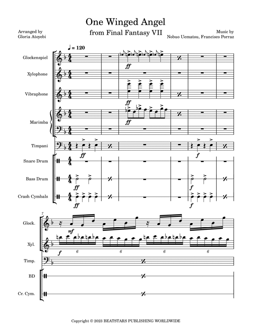 One-Winged Angel School and Community scores gallery preview page 1