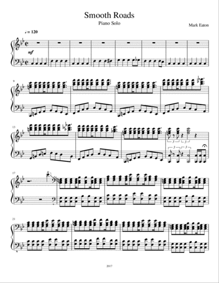 Smooth Roads Piano Solo scores gallery preview page 1