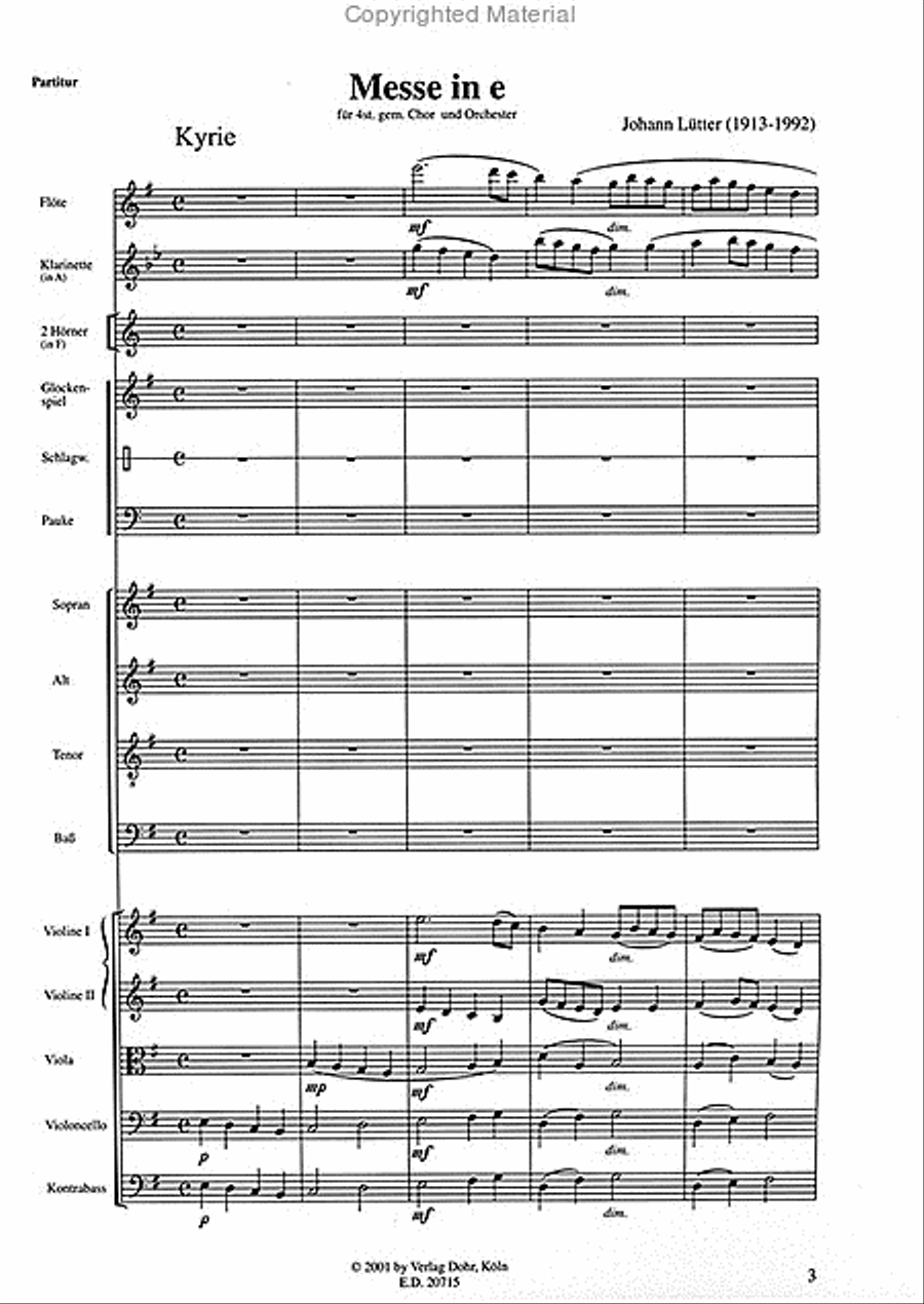 Messe in e für vierstimmigen gem. Chor und Orchester 4-Part scores gallery preview page 2