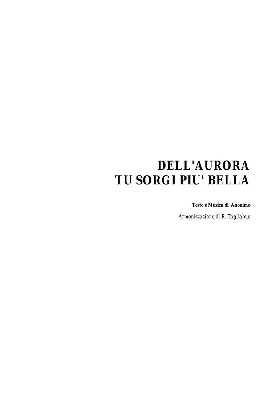 DELL'AURORA TU SORGI PIU' BELLA - Arr. for SATB Choir and Organ 4-Part scores gallery preview page 1