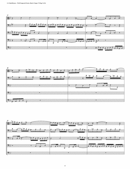 Fugue 17 from Well-Tempered Clavier, Book 2 (Trombone Quintet) image number null