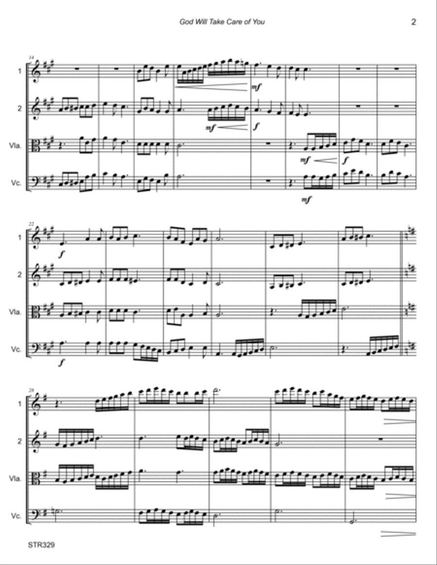 GOD WILL TAKE CARE OF YOU - STRING QUARTET (unaccompanied) (or 3 Violins & Cello) String Quartet scores gallery preview page 2