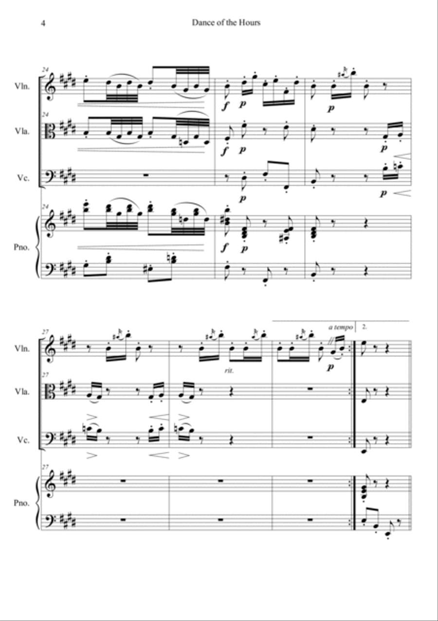 Dance of the Hours Piano Quartet scores gallery preview page 4