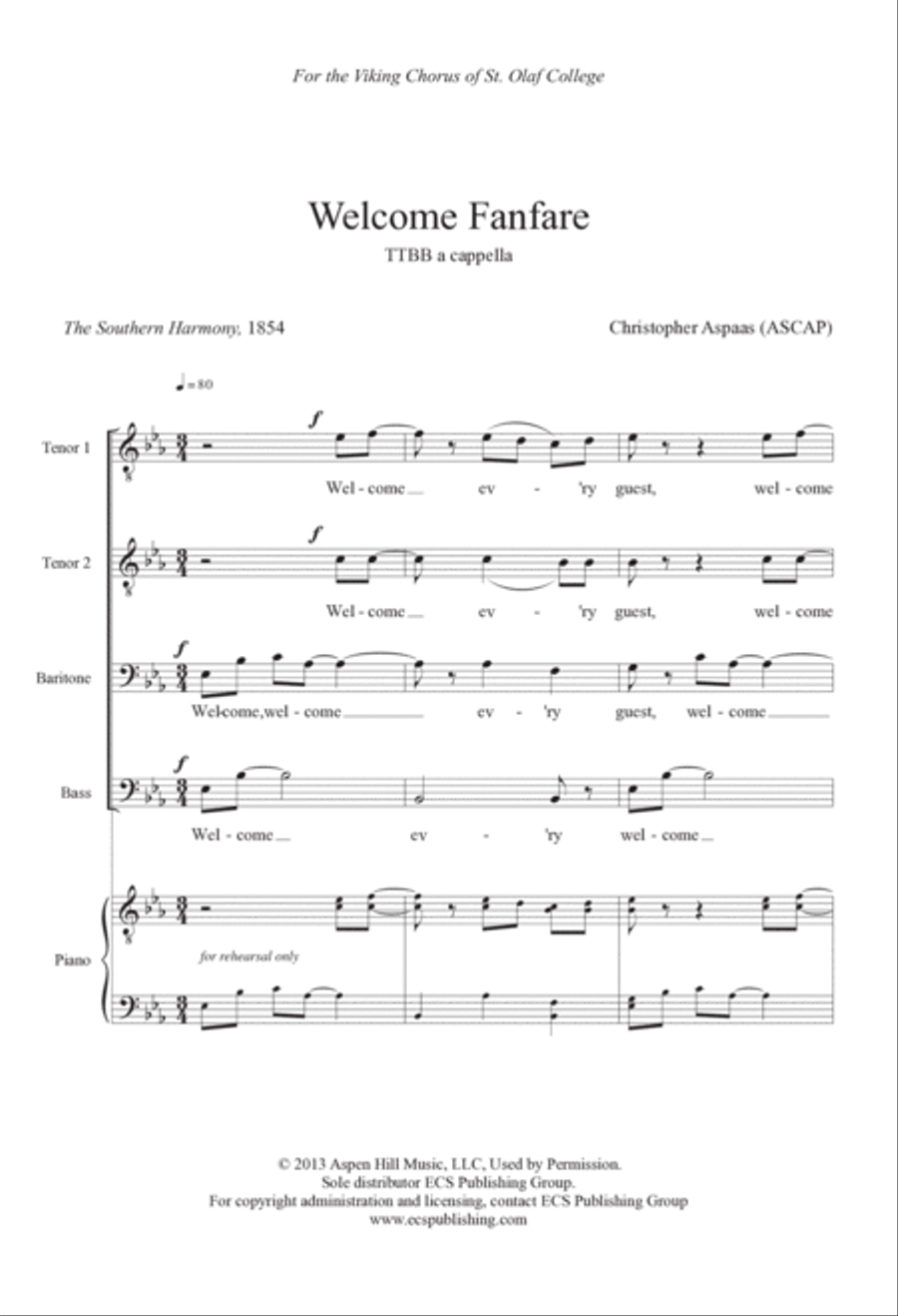 Welcome Fanfare! TTBB scores gallery preview page 2