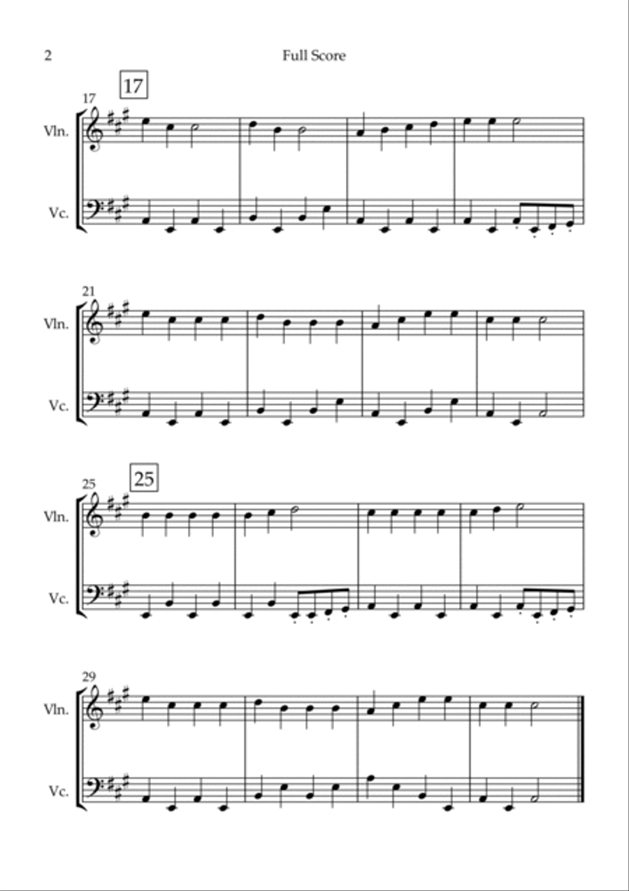 Lightly Row for Violin & Cello Duo String Duet scores gallery preview page 2