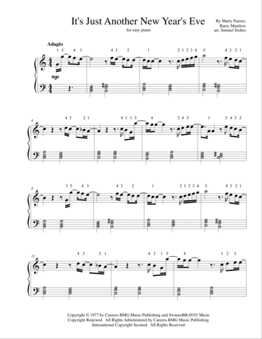 It's Just Another New Year's Eve Easy Piano scores gallery preview page 1