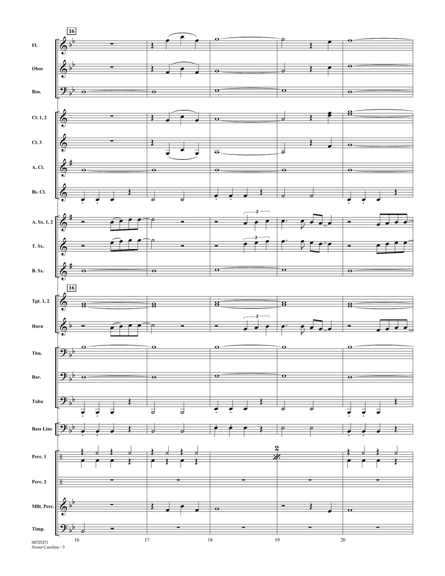 Sweet Caroline - Conductor Score (Full Score) Concert Band scores gallery preview page 5