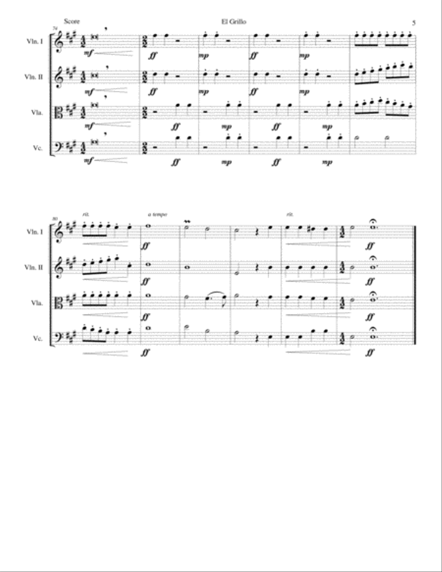 El Grillo (The cricket) - with decorations - for string quartet String Quartet scores gallery preview page 5