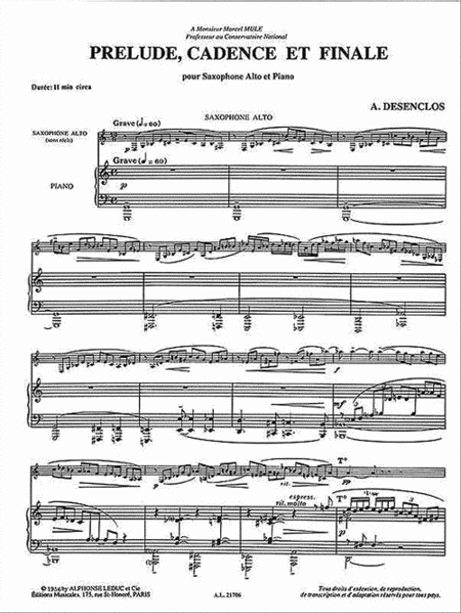 Prélude, Cadence et Finale Alto Saxophone scores gallery preview page 2