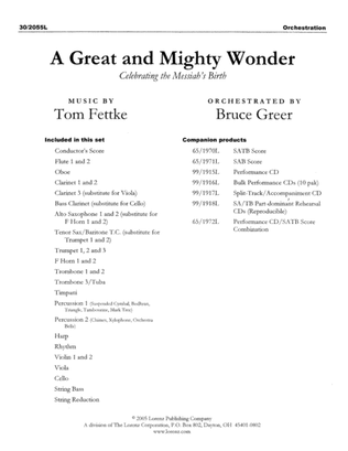 A Great and Mighty Wonder - Orchestral Full Score and Parts