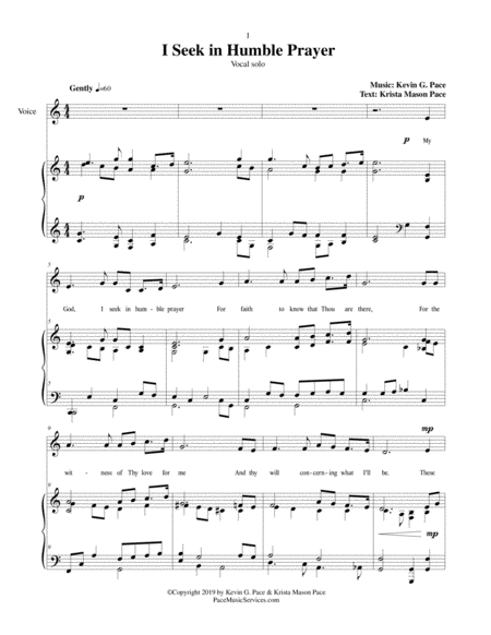 I Seek in Humble Prayer - sacred vocal solo with piano accompaniment image number null