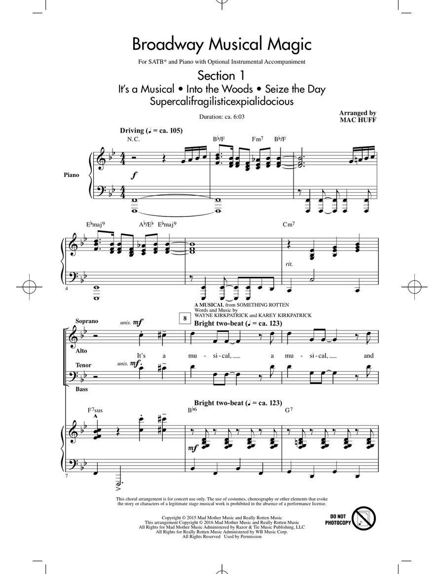 Broadway Musical Magic 4-Part scores gallery preview page 1