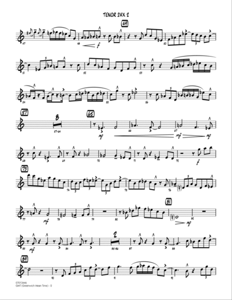 GMT (Greenwich Mean Time) - Tenor Sax 2 Jazz Ensemble scores gallery preview page 2