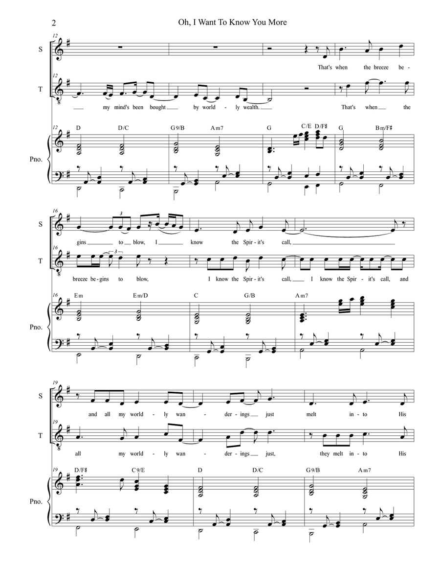 Oh, I Want To Know You More Choir scores gallery preview page 2