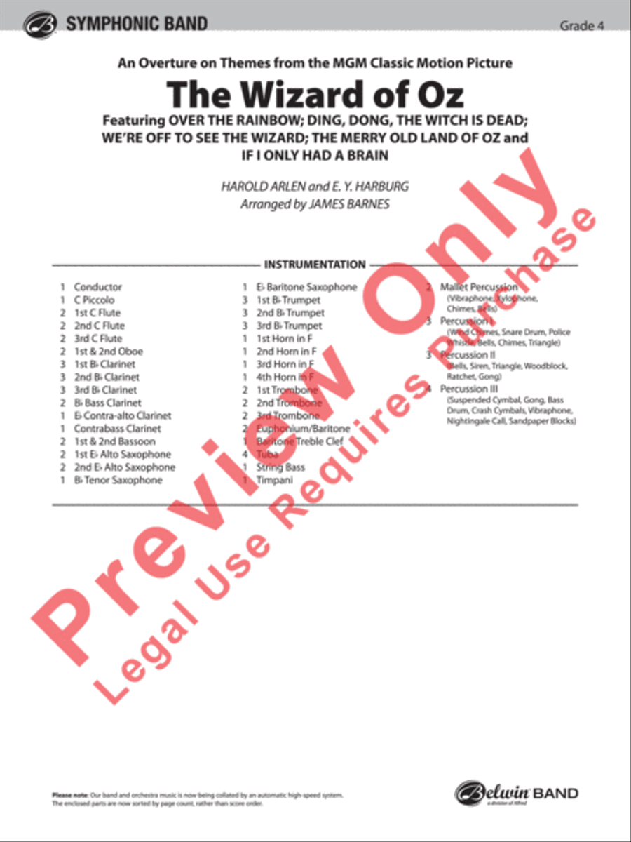 The Wizard of Oz Concert Band scores gallery preview page 2