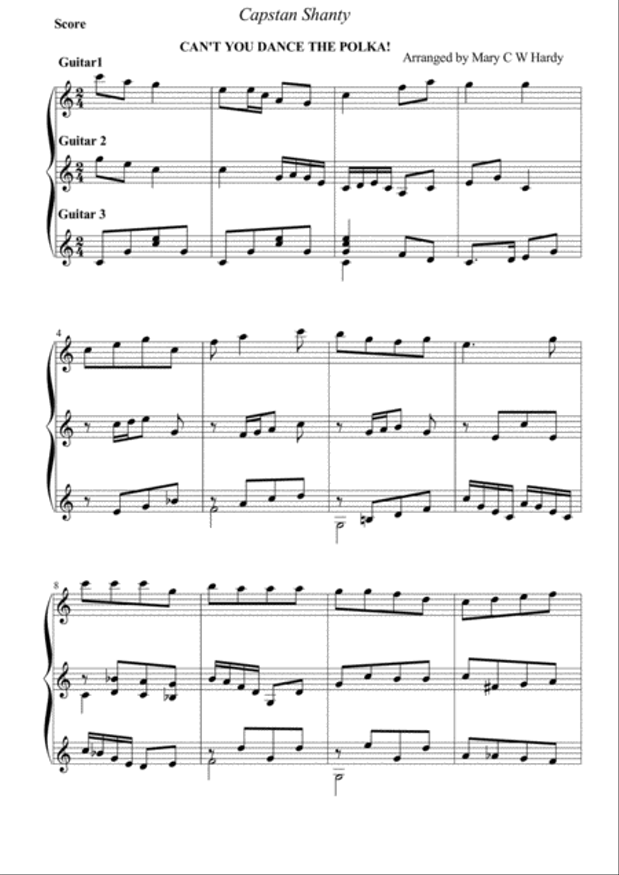 Can't you Dance the Polka? ( for 3 guitars) Guitar Ensemble scores gallery preview page 1