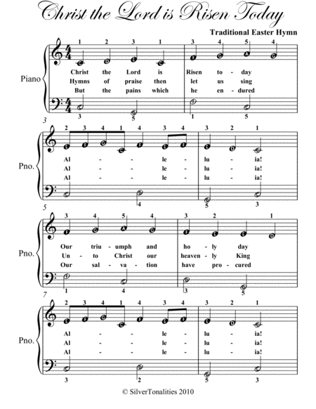 Christ the Lord Is Risen Today Easy Piano Sheet Music