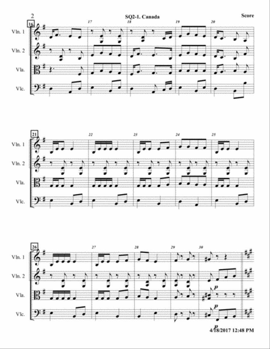 String Quartet 2 Opus 15 No 1-Canada String Quartet scores gallery preview page 2