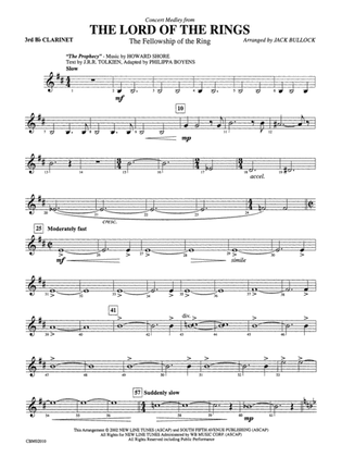 The Lord of the Rings: The Fellowship of the Ring, Concert Medley from: 3rd B-flat Clarinet
