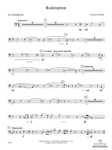Redemption: 3rd Trombone by Rossano Galante Concert Band - Digital Sheet Music