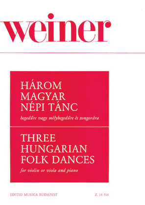 Book cover for 3 Hungarian Folk Dances-vn/pno