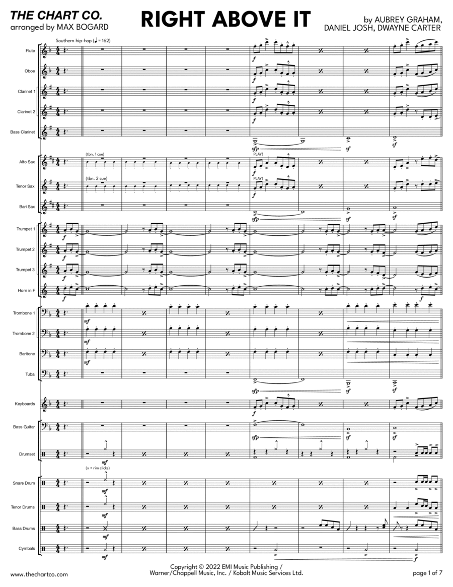 Right Above It Marching Band scores gallery preview page 1