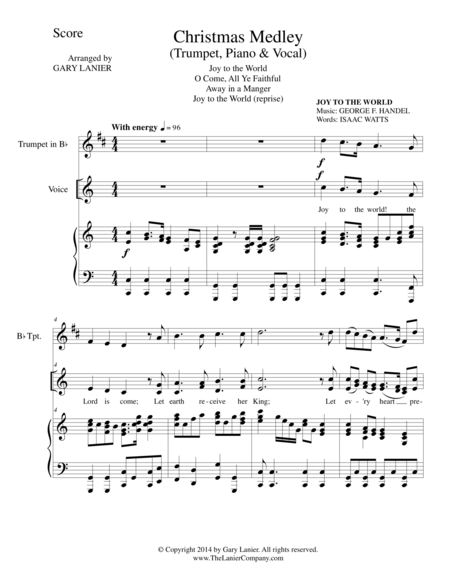 CHRISTMAS JOY MEDLEY (Bb Trumpet/Piano/ optional Vocal with Parts) image number null
